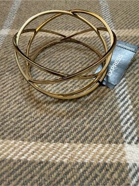Express Gold Tone Layered Openwork Bangle Bracelet